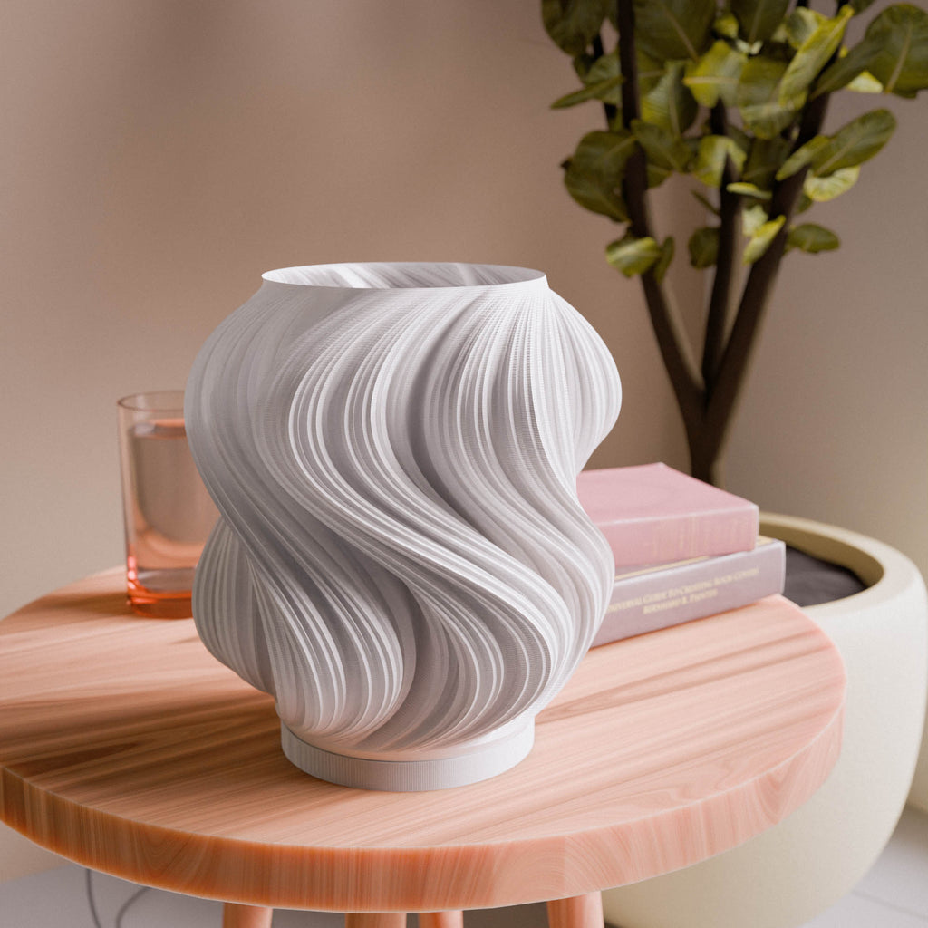 Brisa table lamp with flowing wave-shaped translucent shade, view 3