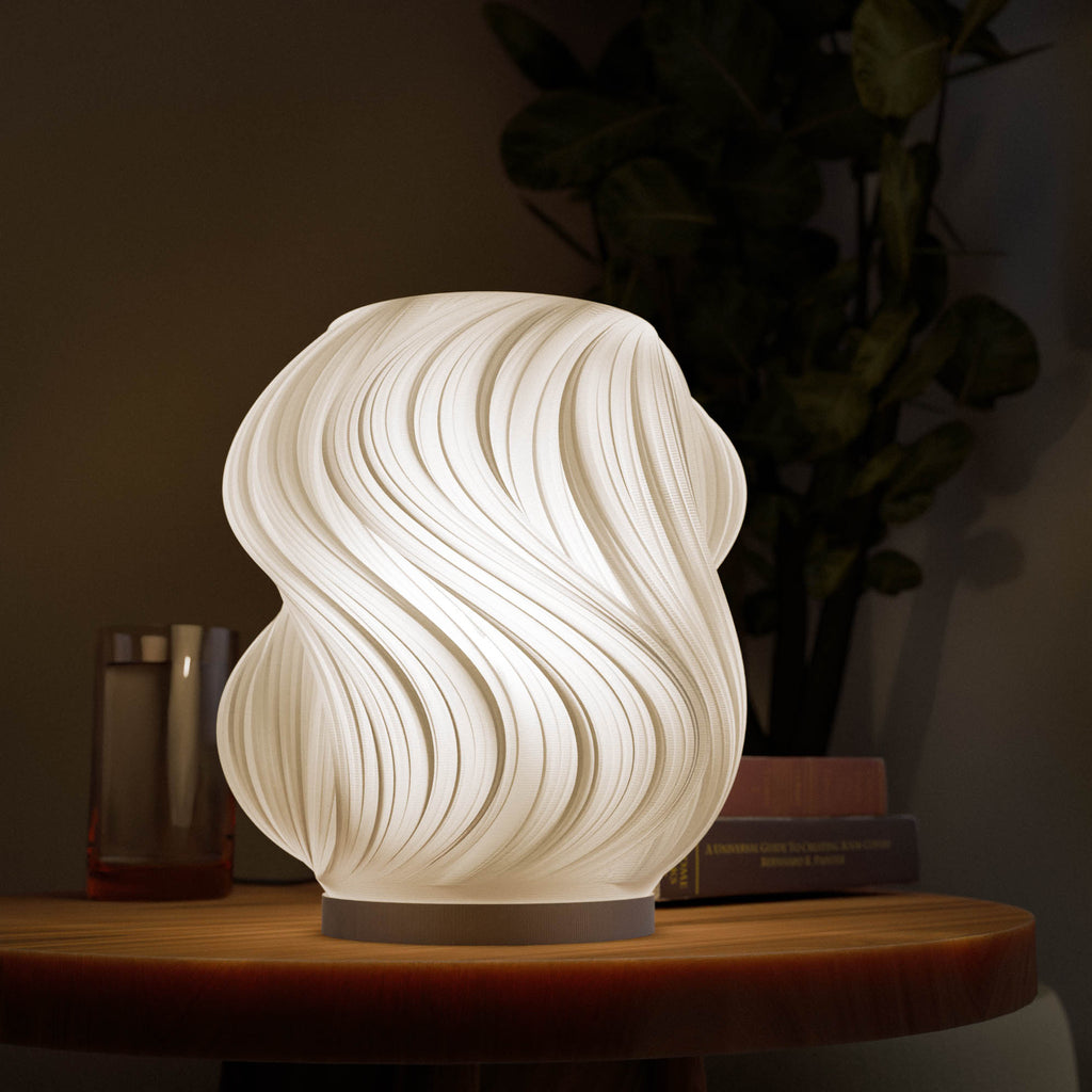 Brisa table lamp with flowing wave-shaped translucent shade, view 2