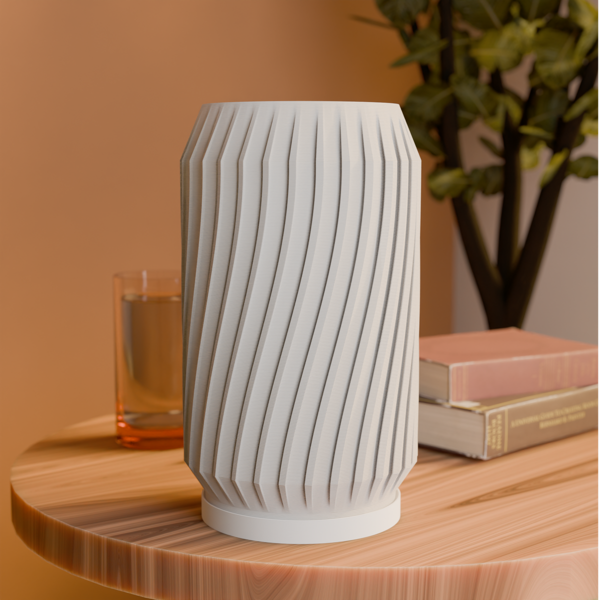 Modern Twist table lamp with twisted shade on a modern base, view 2