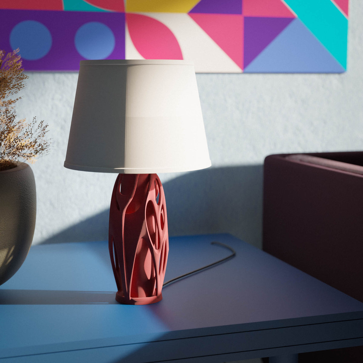 Cortex table lamp with open parametric base and classic shade, view 4