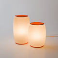 Kraft table lamp with pleated shade and contrasting base