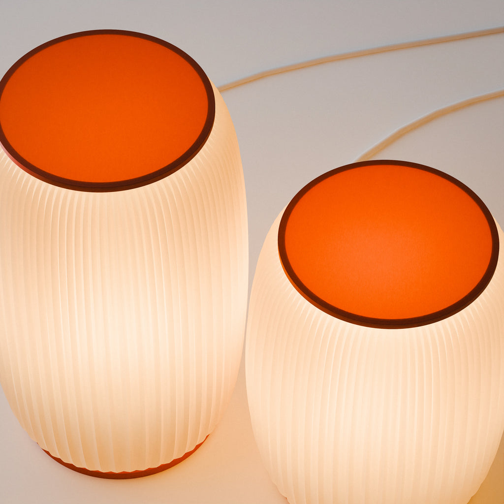 Kraft table lamp with pleated shade and contrasting base, view 2
