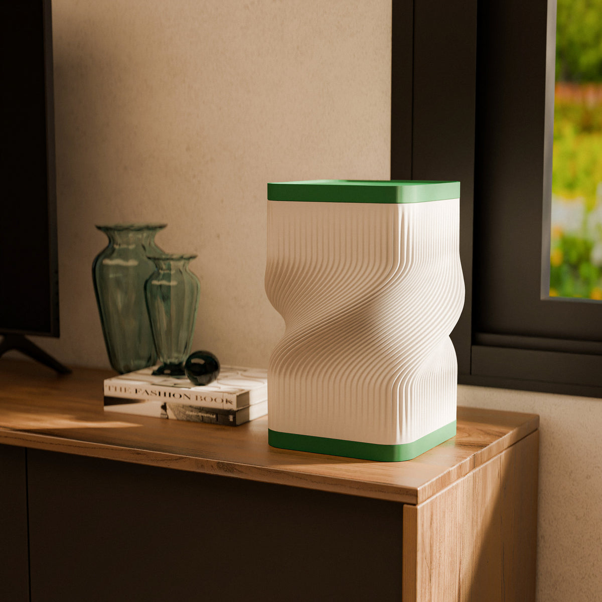 Torsion table lamp with twisting vertical texture, view 3