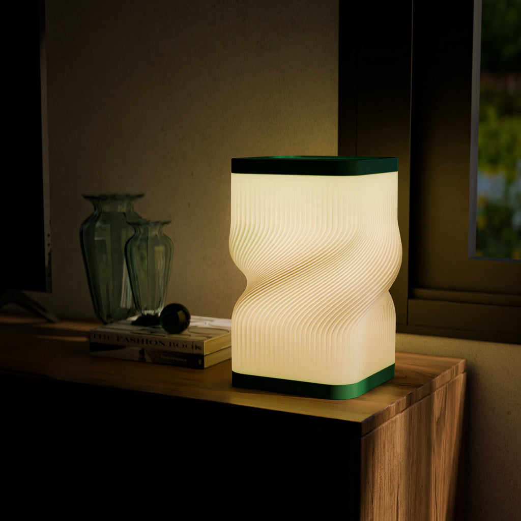 Torsion table lamp with twisting vertical texture