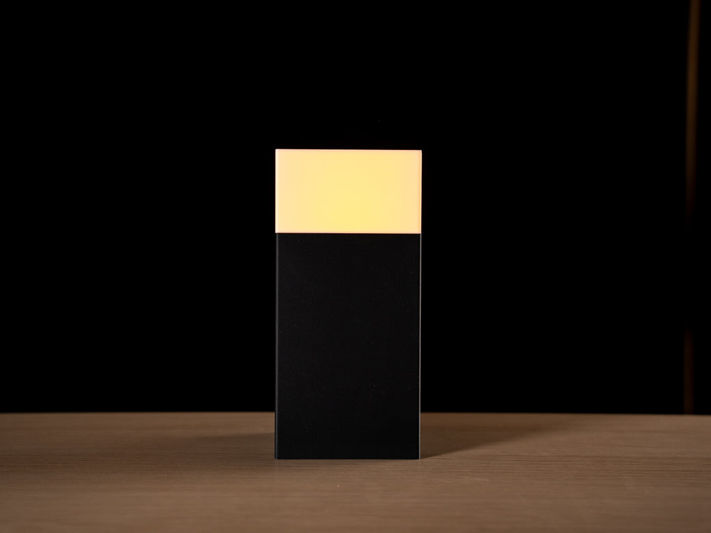 Stele monolithic pillar table lamp with glowing white top, view 4