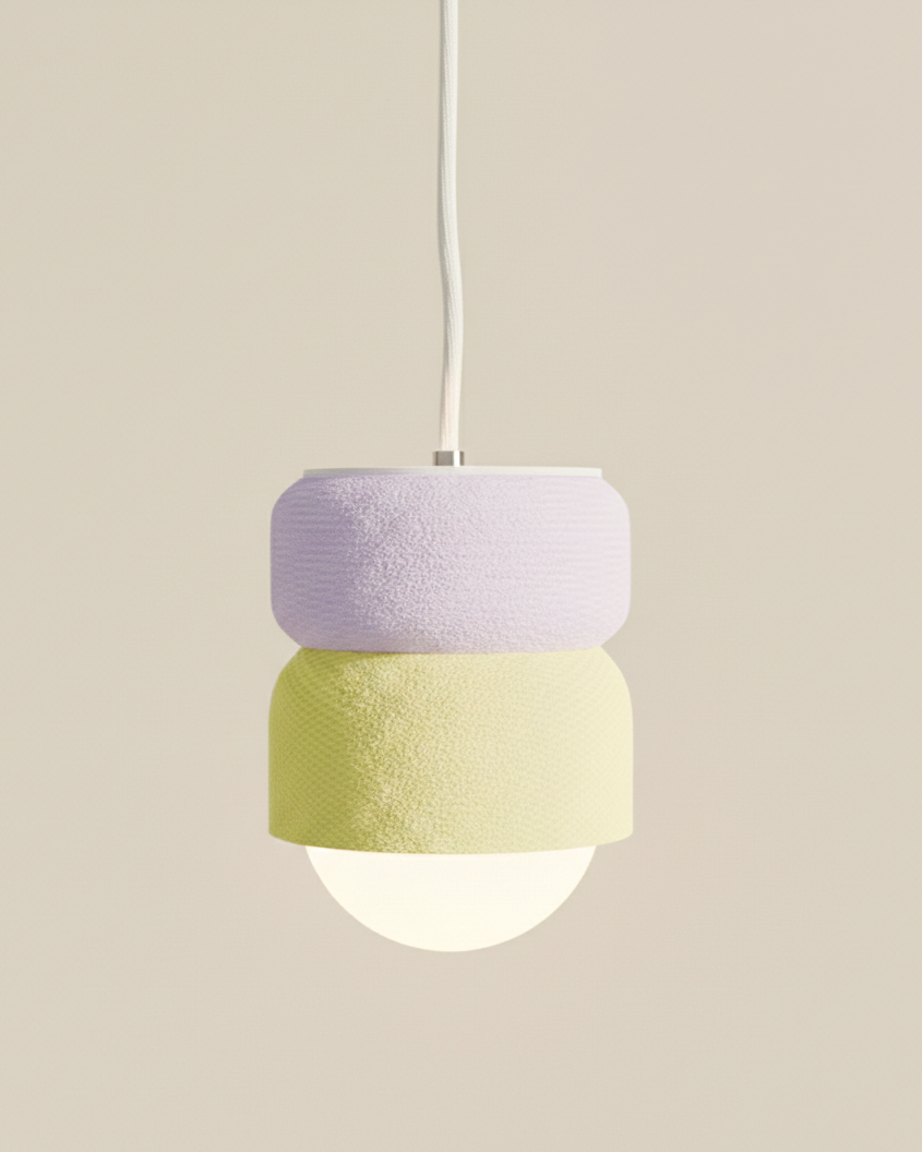 Cream pendant light with soft rounded organic form, view 3