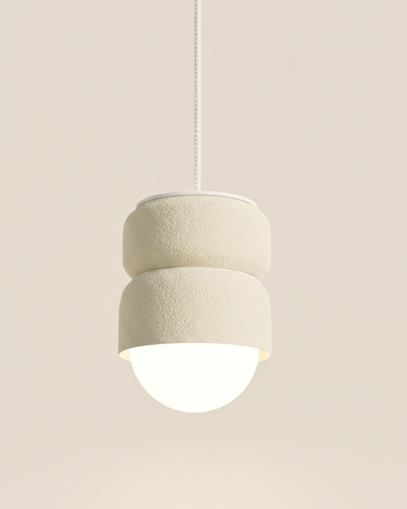Cream pendant light with soft rounded organic form