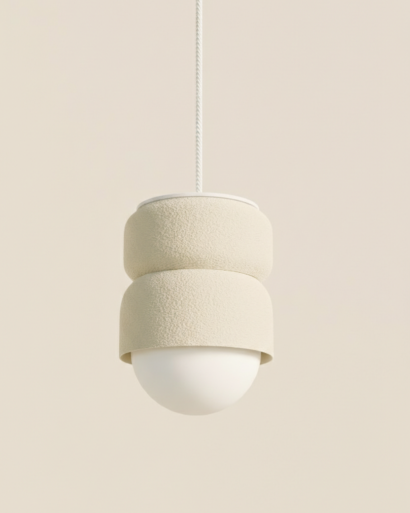 Cream pendant light with soft rounded organic form, view 4