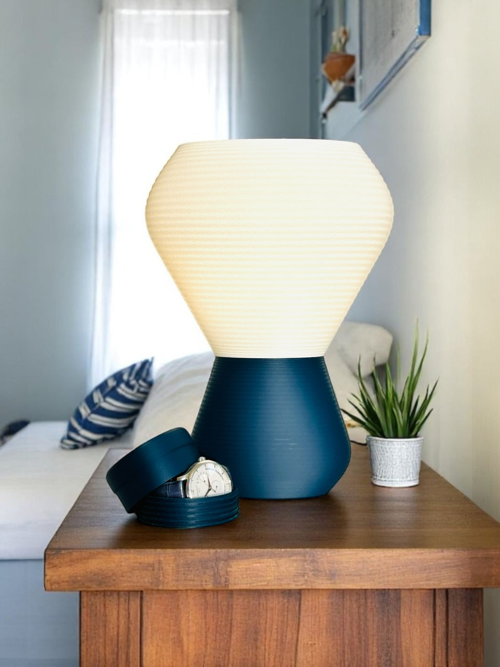 Delta Ridge mid-century modern table lamp with ridged shade, view 2