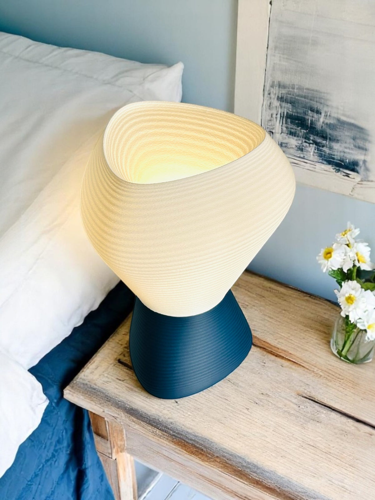 Delta Ridge mid-century modern table lamp with ridged shade, view 4