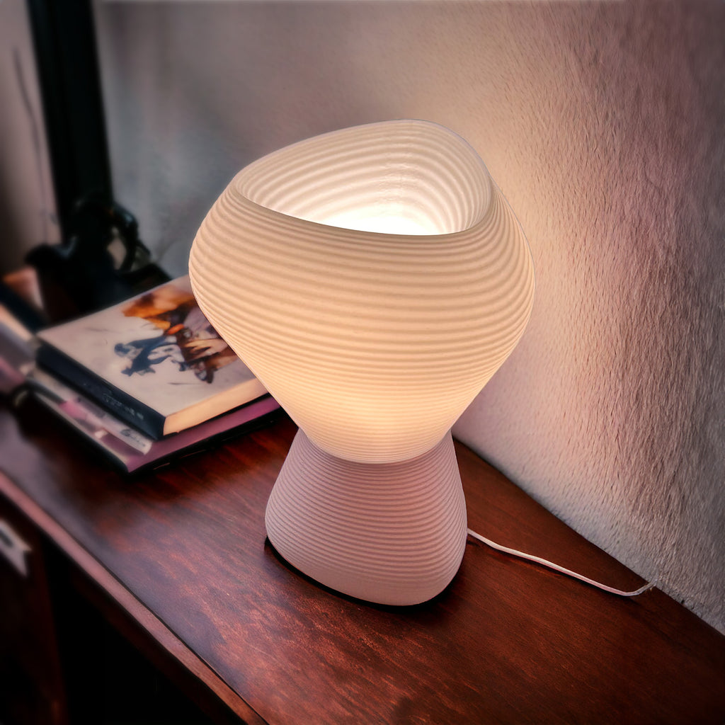 Delta Ridge mid-century modern table lamp with ridged shade