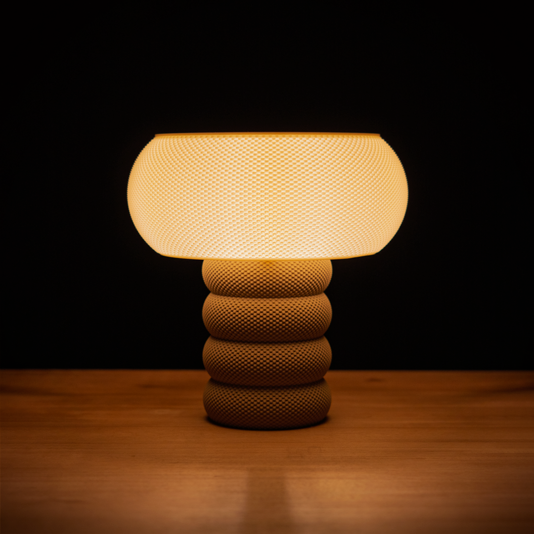 Michelle table lamp with RippleMesh shade and patterned lid