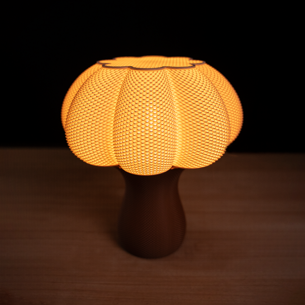 Marcia table lamp with textured shade and solid base, view 3