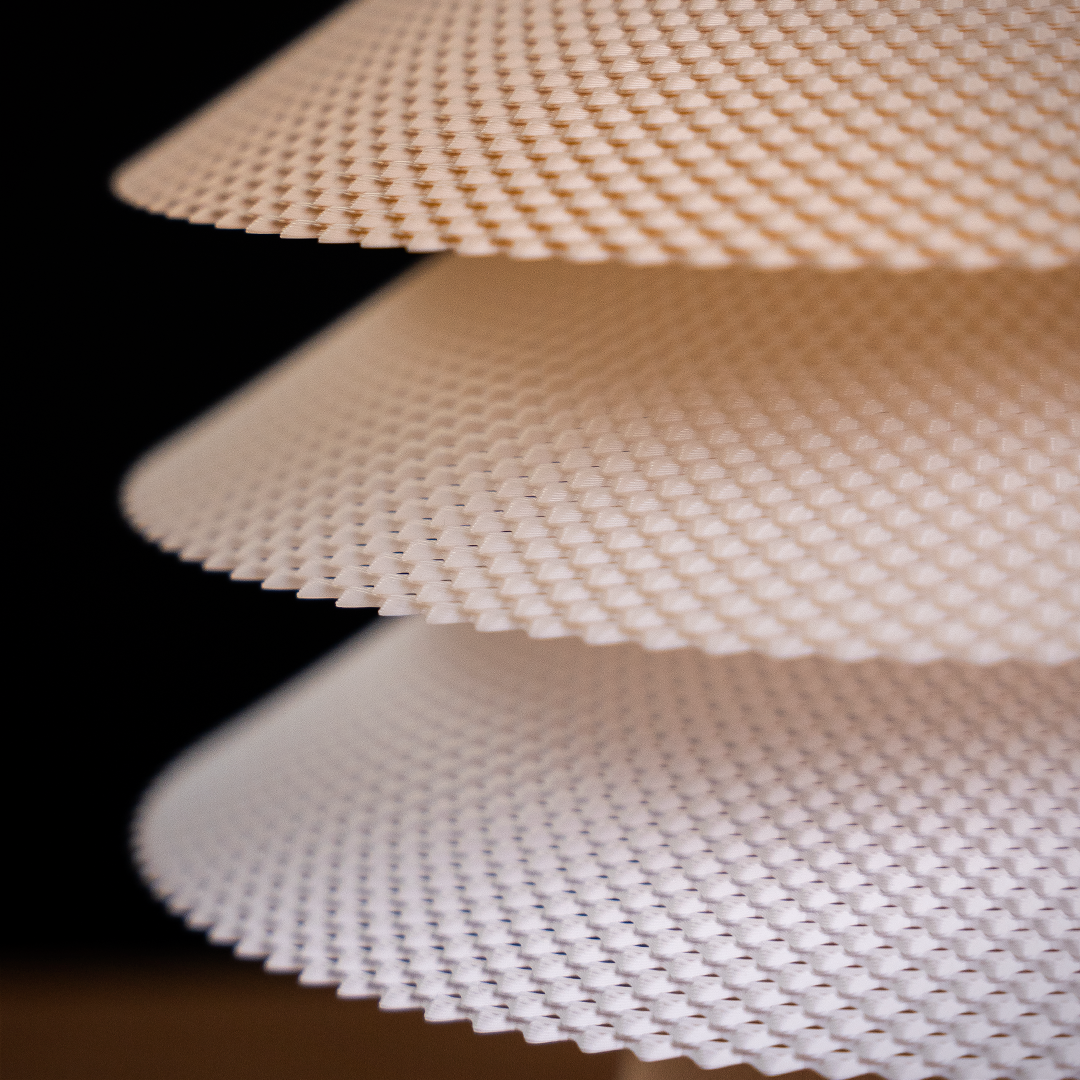 Pamela modular table lamp with stacked woven-texture shades, view 8