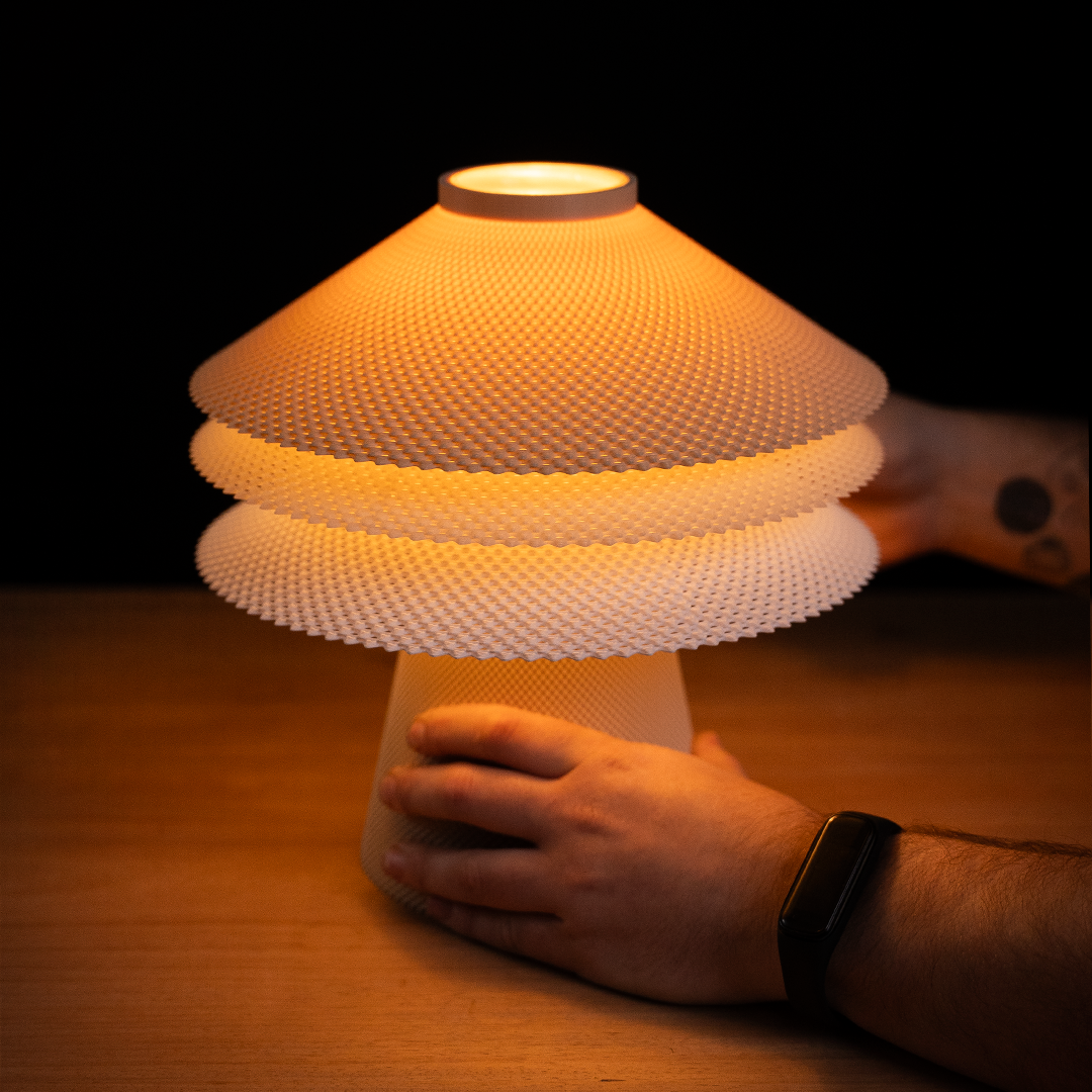 Pamela modular table lamp with stacked woven-texture shades, view 4