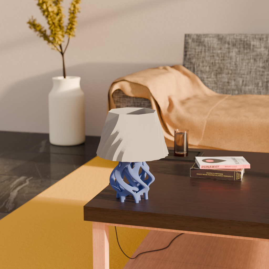 Root table lamp with intertwined root-like sculptural base, view 2