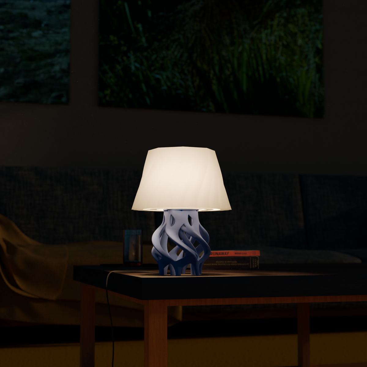 Root table lamp with intertwined root-like sculptural base