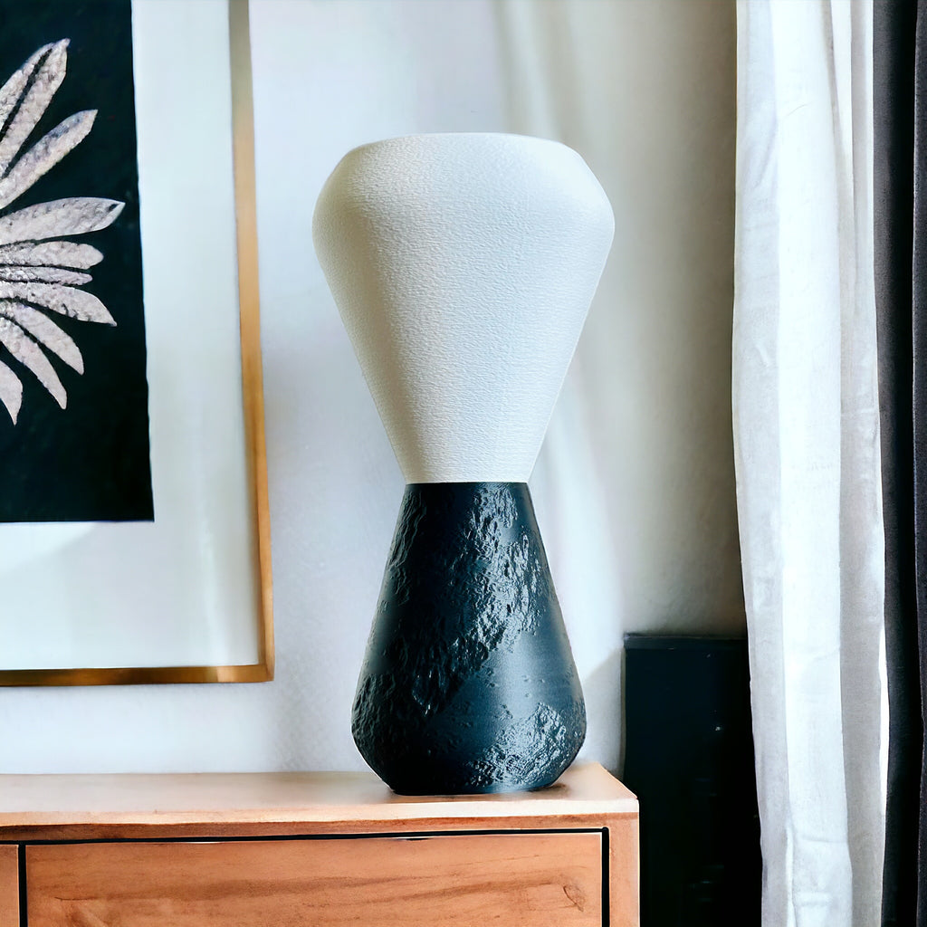 SOAR tall table lamp with woven shade and textured base, view 4