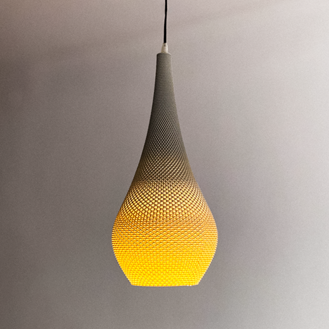 Tiara crown-shaped pendant light with RippleMesh texture, view 3
