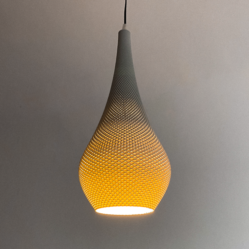 Tiara crown-shaped pendant light with RippleMesh texture