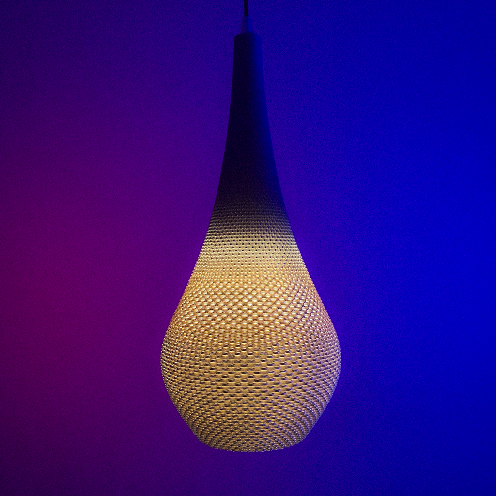 Tiara crown-shaped pendant light with RippleMesh texture, view 2