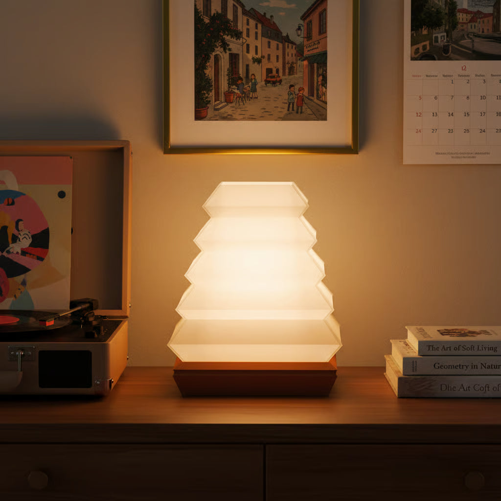 Tõri desk lamp with stepped architectural form