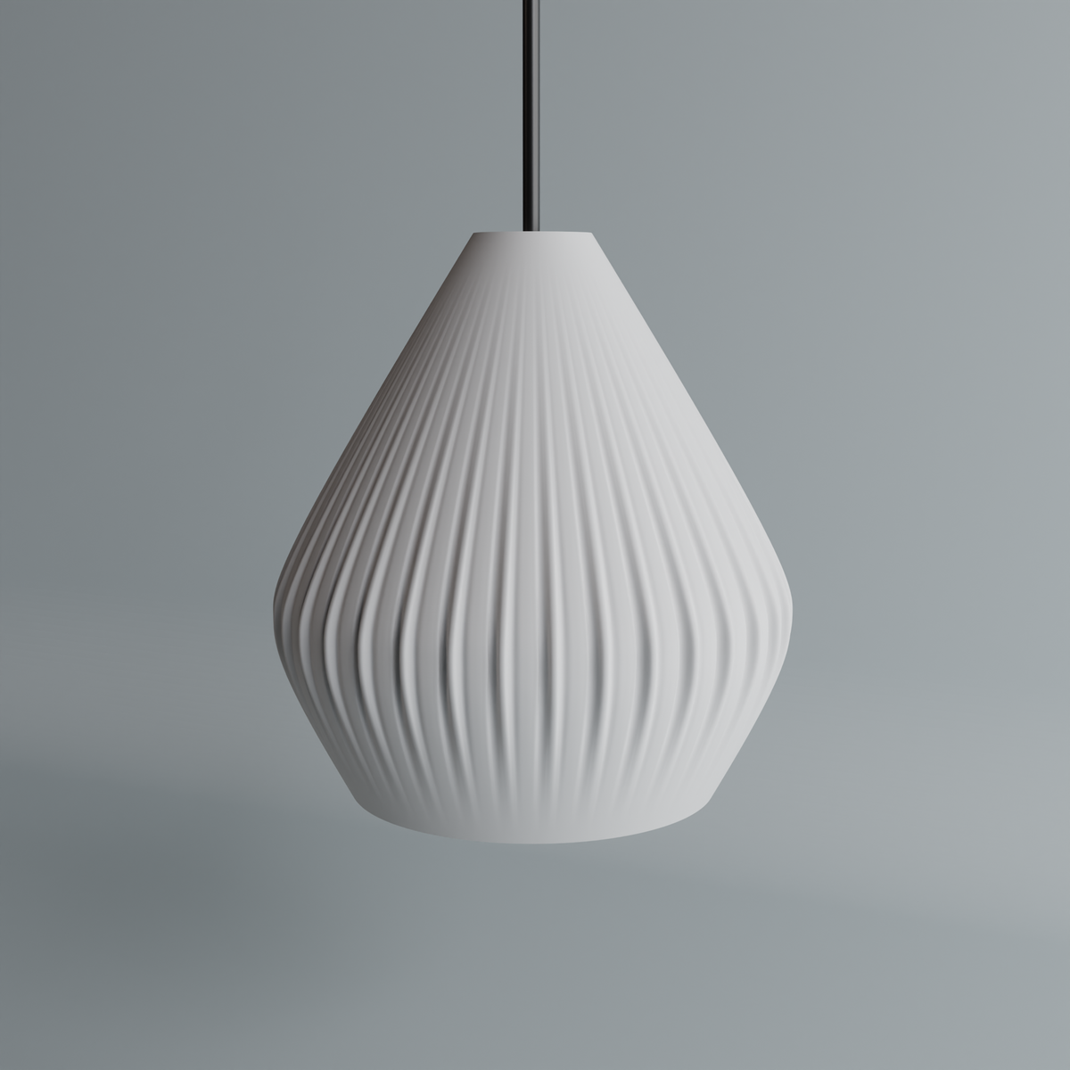 Bell pendant light with ribbed ripple texture, view 2