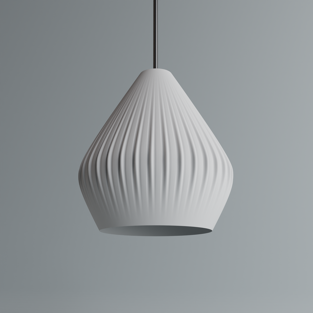 Bell pendant light with ribbed ripple texture
