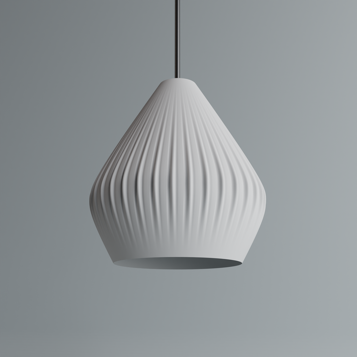 Bell pendant light with ribbed ripple texture