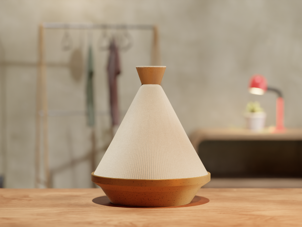 Nour tajine table lamp with raffia-look textured shade, view 3